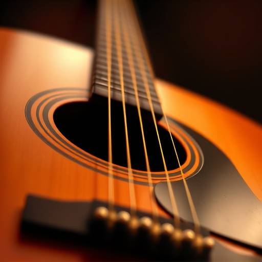 Imagem de close-up de um viol√£o com luz suave, em tons quentes.